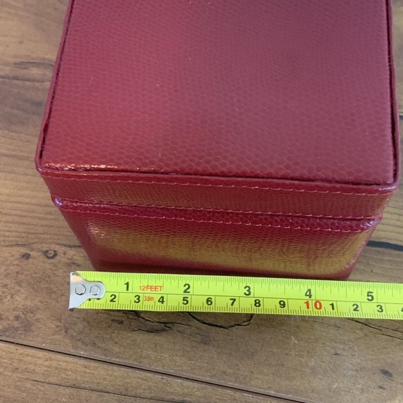 Tuscan Designs Red Leather Rectangular Jewelry Box 6.5" Length - Picture 5 of 7